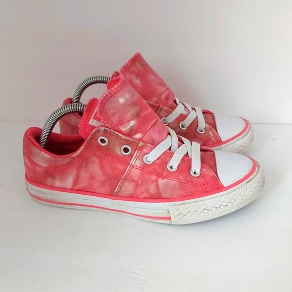 CONVERSE ALL STAR | Double Tongue Tye Dye Sneakers Pink White Size 2 - Picture 1 of 9